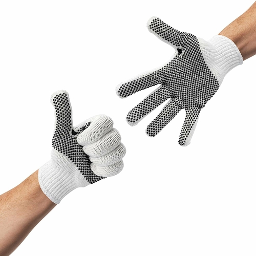 PVC String Knit Work Gloves 9.5 Size Pack of 24 Safety Work Gloves