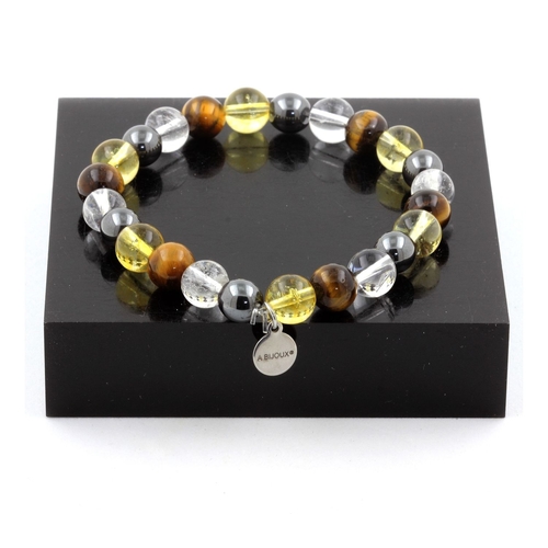 Tiger's Eye + Citrine + Quartz + Hematite Bracelet 8 mm Beads.