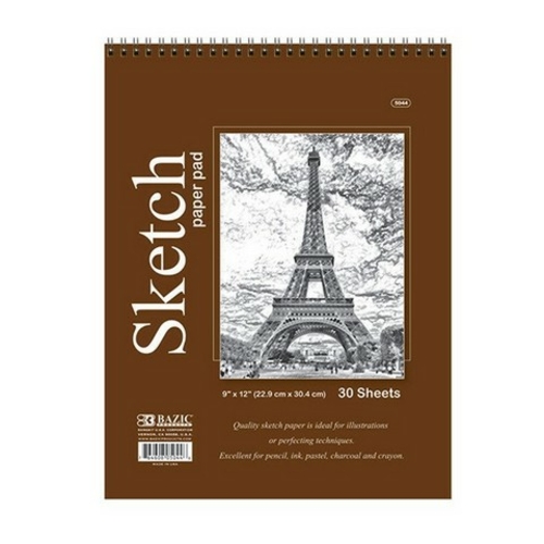 Bazic 5044   30 Ct. 9" X 12" Top Bound Spiral Premium Sketch