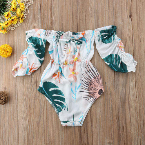 Infant Newborn Baby Kids Girl Leaf Romper Jumpsuit