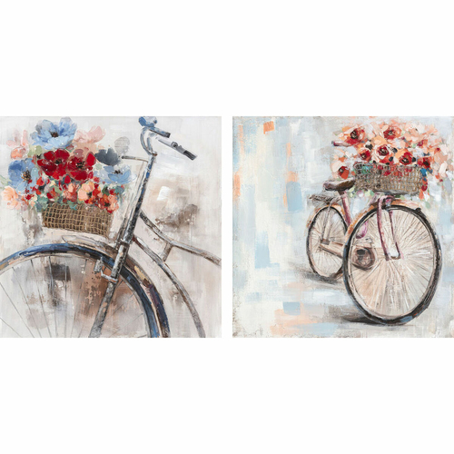 Painting DKD Home Decor 100 x 2,4 x 100 cm Bicycle Shabby Chic (2