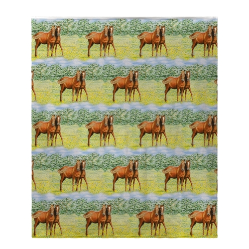 Betsy Drake BK057 Two Horses Fleece Throw