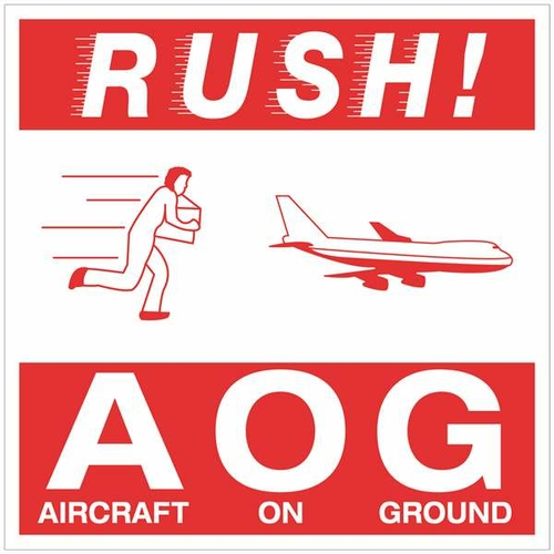 Tape Logic DL1376 4 x 4 in. - Rush AOG - Aircraft On Ground Labels&#44