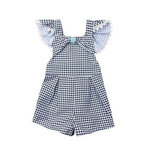 1 6T Fashion Baby Summer One piece Plaids Romper