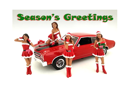 Christmas Girls 4 pieces Figure Set for 1:18 Scale Diecast Model Cars