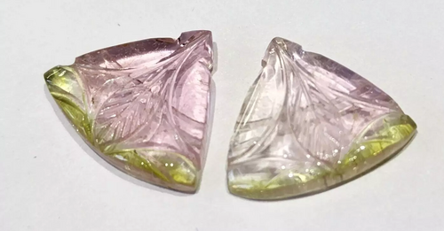 Natural Watermelon Carving Tourmaline pair - 10.54cts