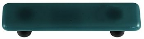 Hot Knobs HK1032-PB Steel Blue Rectangle Glass Cabinet Pull - Black Po