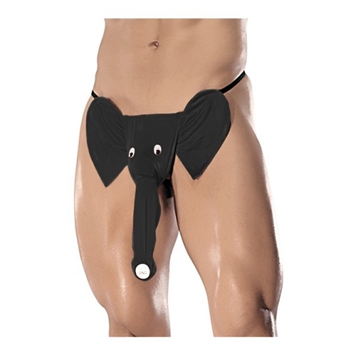 Squeaker Elephant G-String - One Size - Black