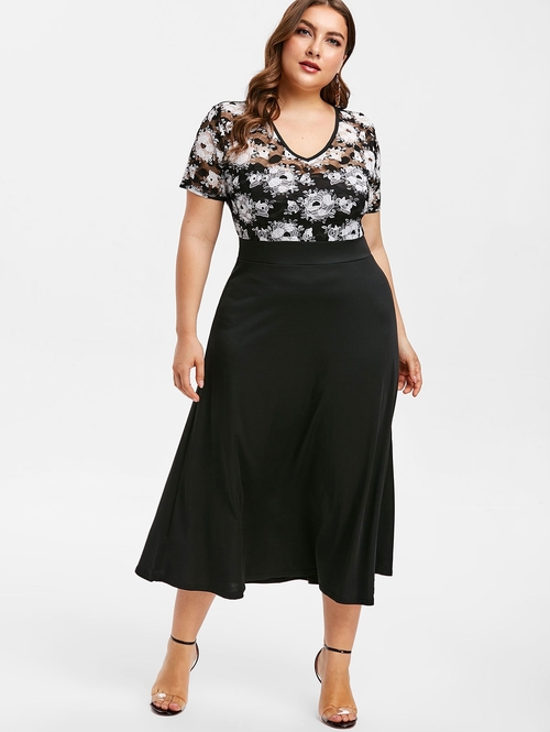  Plus Size Women Elegant V Neck Short Sleeve