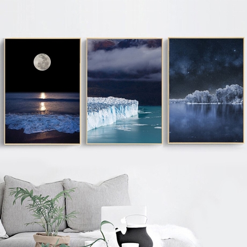 Moon Beach Glacier Seascape Wall Art