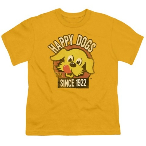 Trevco Ken L Ration-Happy Dogs Short Sleeve Youth 18-1 Tee- Gold - Med