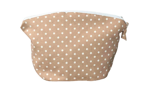 Beige Dot Canvas Cosmetic & Travel Pouch