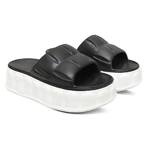 Women Wedge Sandals Platform (Size-IND-3) (Color-BLACK)