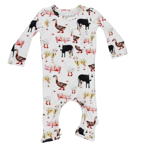 E I E I O - Doodalou Bamboo Baby Romper - 0 - 3 Months