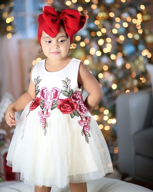 2018 Little Girls Embroidered Crochet Rose Flower