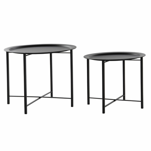 Set of 2 tables DKD Home Decor Black Metal (62 x 62 x 49 cm) (2 pcs)