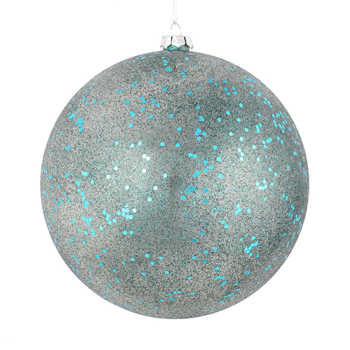 Vickerman N184162 4 in. Sea Blue Glitter Clear Ball Ornament  6 per Ba