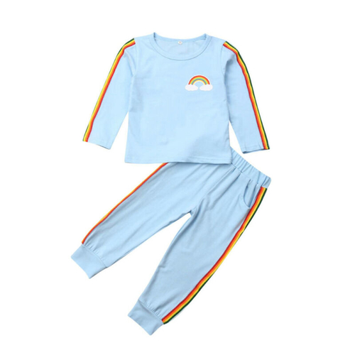 Active Kids Baby Girls Rainbow Striped Outfits