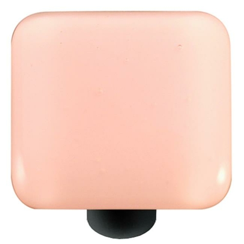 Hot Knobs HK1000-KB Petal Pink Square Glass Cabinet Knob - Black Post