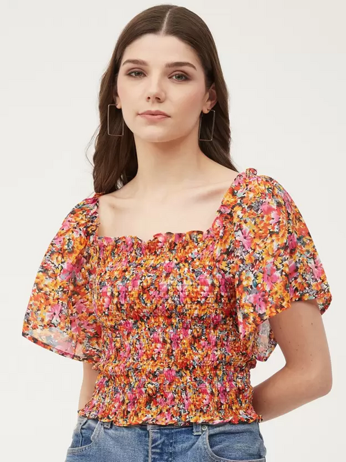 Casual Regular Sleeves Solid Women Multicolor Top (Size M)