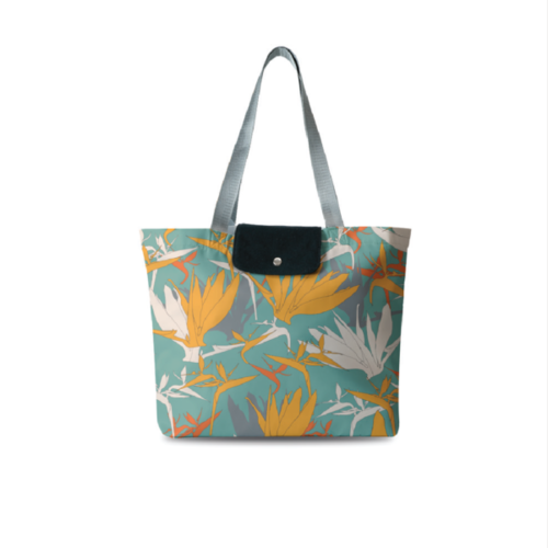 Mint Bird of Paradise Foldable Tote Bag