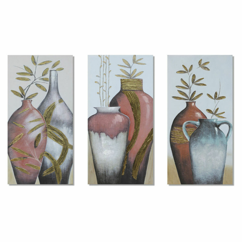 Painting DKD Home Decor 60 x 2,8 x 120 cm Vase Traditional (3 Pieces)