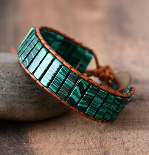 Fashion Bracelets Tube Synthetic Malachite Stonse