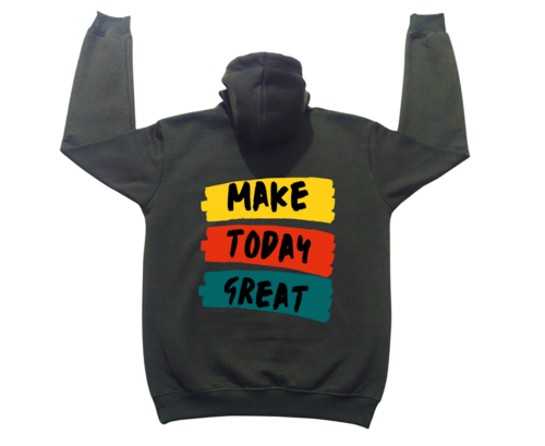 Stylist Green Hoodie with printed design- MAKE TODAY