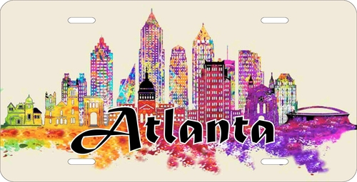 City Of Atlanta 1 License Plate Watercolor Art