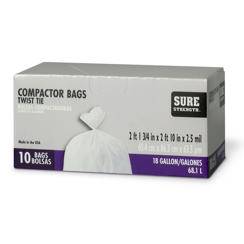 Sure Strength 6394225 18 gal Compactor Bags Twist Tie  
