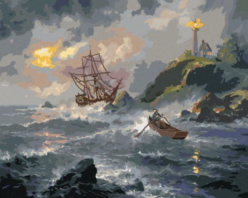 Paint by Numbers - A SHIP, A LIGHTHOUSE AND A LIFEBOAT (ABRAHAM