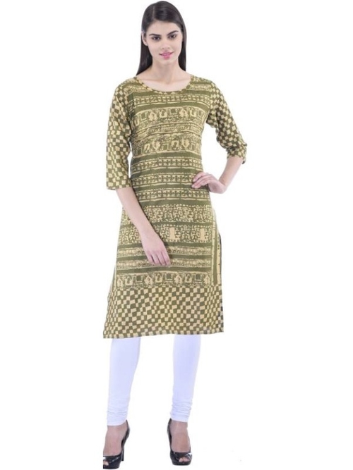 Women’s  Self Design Lime Green Straight Kurti