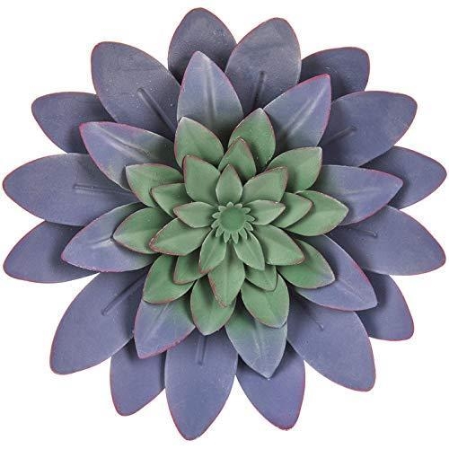 Everydecor 3D Metal Succulent Wall Decor   Purple Hand Painted Hanging