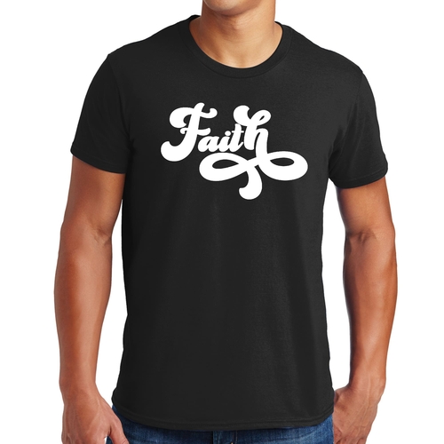 Mens Graphic T-shirt Faith Script Illustration
