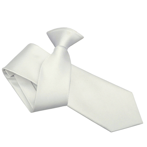 Solid Check Clip On Slim Tie - White