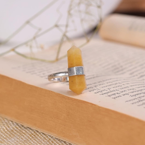 Yellow Aventurine Double Terminated Pencil Crystal Rings