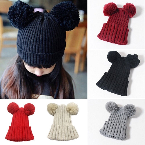 Winter Pompom Multi-Colors Wool Knitted