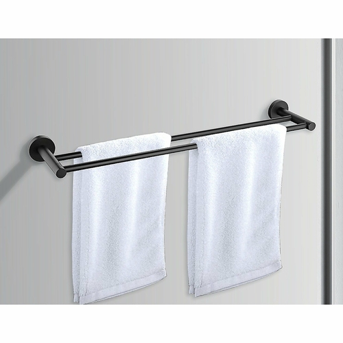 Double Classic Towel Bar Rail Bathroom Matte Black Finish