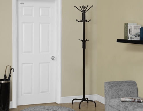 Monarch Specialties I 2019 74 H in. Black Metal Coat Rack