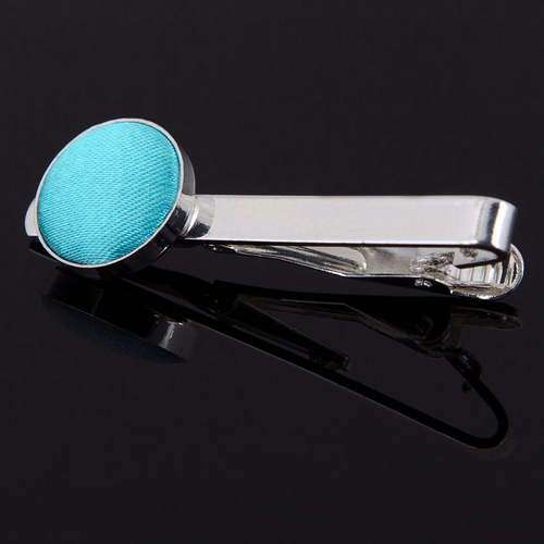 Plain Satin Tie Clip - Robin's Egg Blue