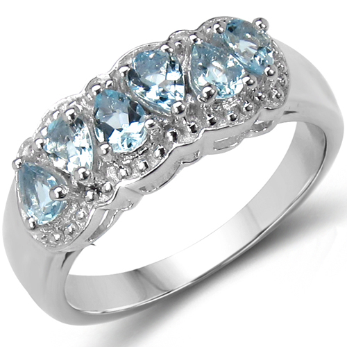 1.20 Carat Genuine Blue Topaz .925 Sterling Silver Ring