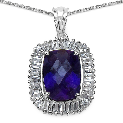 10.01 Carat Genuine Amethyst & White Topaz .925 Sterling Silver