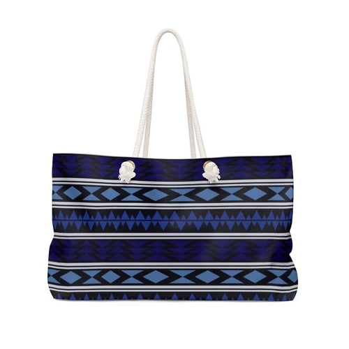 Weekender Tote Bag - Dark Blue Aztec