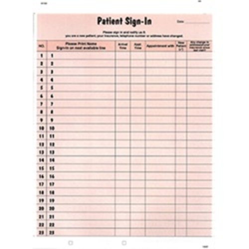 Tabbies 14530 Patient Sign-In Label Forms, 8.5 x 11.62 - Salmon