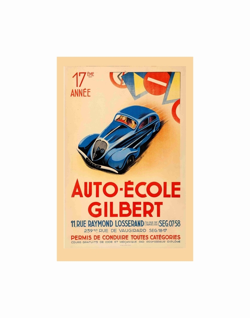 French Driving School Vintage Ads Metal 8 x 12 inch Tin Sign