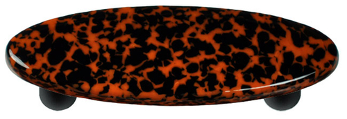 Hot Knobs HK8058-POB Granite Black & Orange Oval Glass Cabinet Pull - 