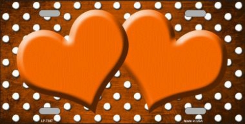 Smart Blonde LP-7397 Orange White Small Dots Hearts Print Oil Rubbed M