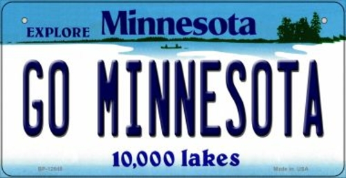 Smart Blonde BP-12845 3 x 6 in. Go Minnesota Novelty Metal Bicycle Pla