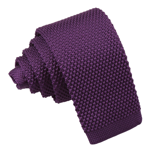 Plain Knitted Tie - Boys - Cadbury Purple
