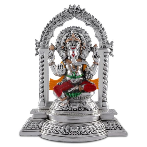 Silver Ganesha on stand (SIZE) 14.5 inch (COLOR) SILVER